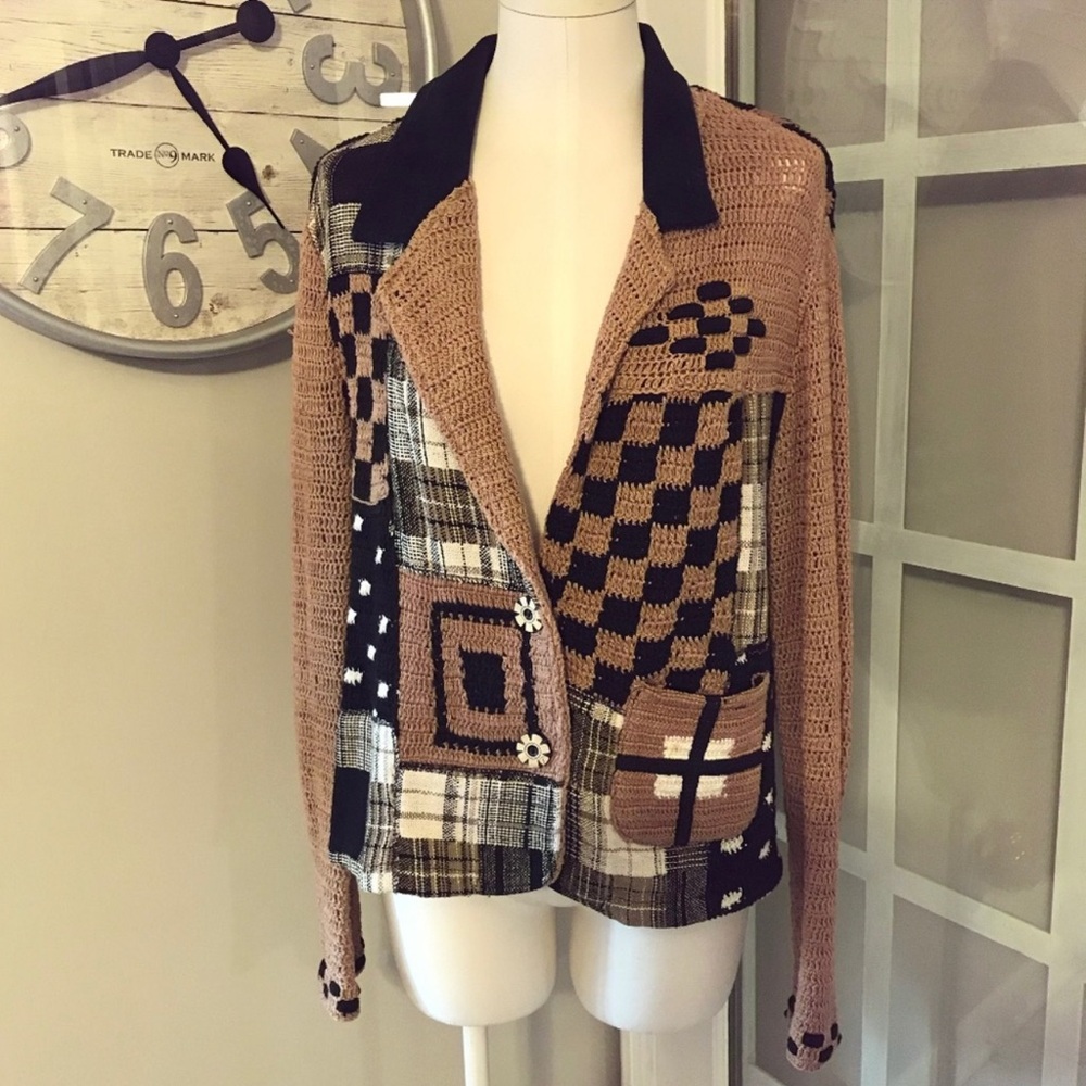 Sandy Starkman Patchwork Knit Blazer - image 1